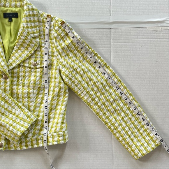 Talbots Stride Tweed Green Trench Cropped Blazer Jacket Size 8 - Picture 15 of 16